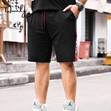 HMILY, летние, размера плюс, 6XL, 5XL, мужские повседневные шорты, свободные, эластичная талия, дышащие, мешковатые, мужские, трендовые шорты, красная сторона