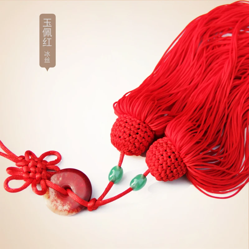 Tai Chi Sword Tassel ear подвесная лента, Китайская традиционная Tai Chi Kung Fu Wush sword tassel - Цвет: Jade silk red