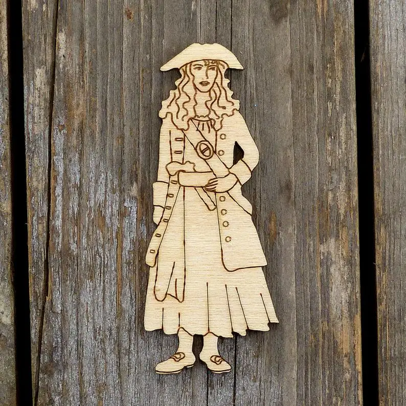 

Wooden Pirate Crew Woman Standing Craft Shapes Plywood Historic Figures