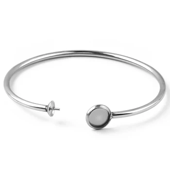

Stainless Steel Bracelet Cabochon Base Bank Bangle Settings Base Blank fit 8/10mm Cabochon Cameo DIY Findings