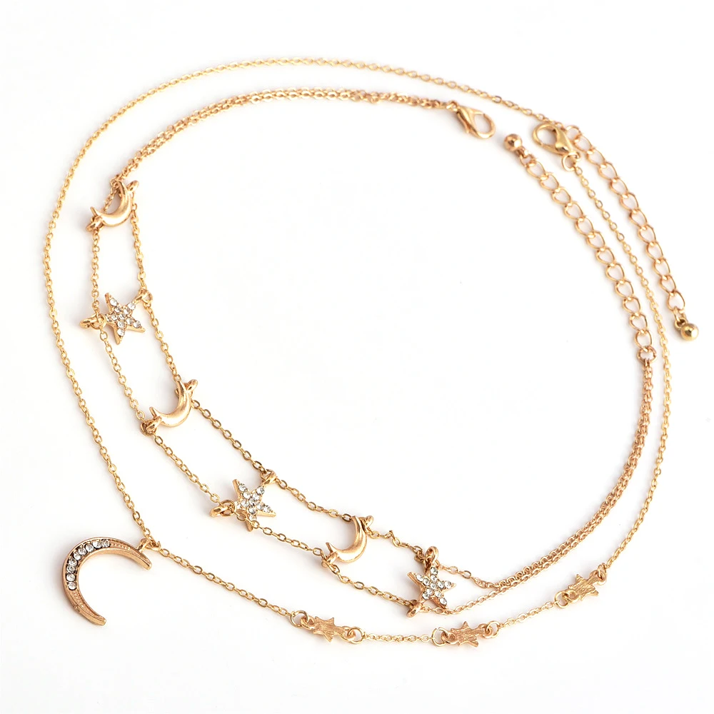 2 шт./компл. изысканный женский ожерелье звезда луна цепочка с украшением в виде