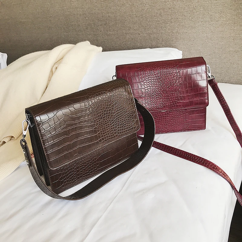 Small Vintage Bags Retro Female Pu Leather Hasp Messenger Bags for Girls/ladies Alligator Crossbody