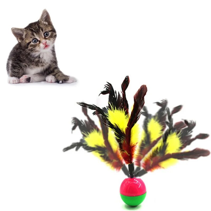 Смешные, для кошек и котят играть куклы игрушка для Котенка Pet интерактивные кошачьи игрушки перо, манок игрушки для кошек Товары для кошек