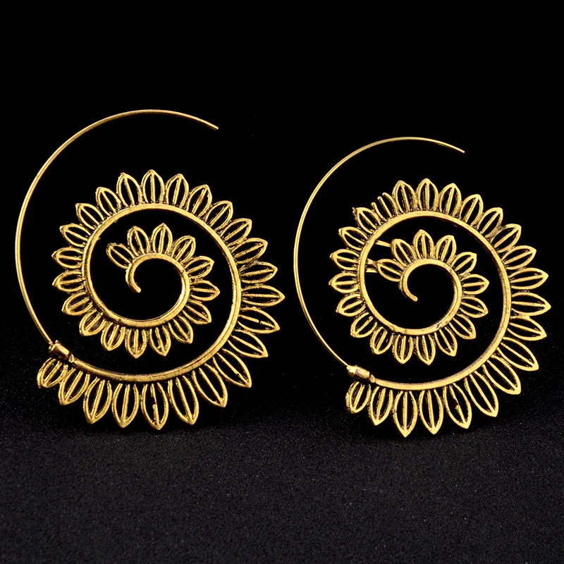 New fashion Round Spiral Drop Earrings Exaggerated Love Heart Whirlpool Gear Earrings for Women Jewelry