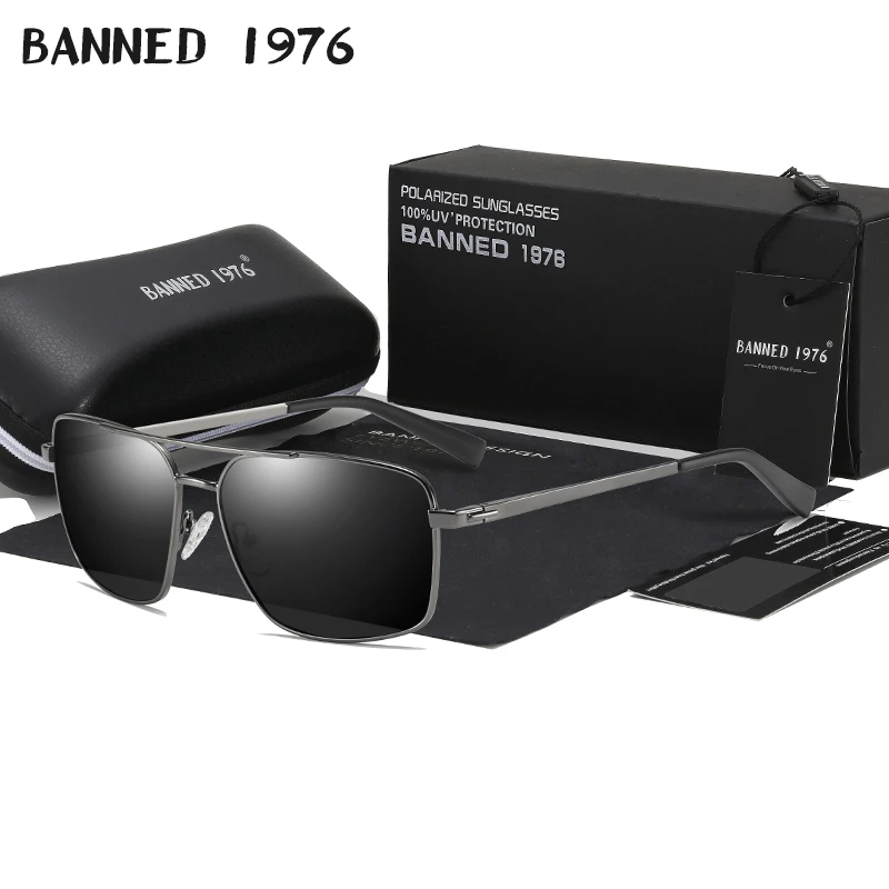 Оригинальная коробка HD поляризованные мужские s солнцезащитные очки крутые Модные металлические солнцезащитные очки Квадратные очки для мужчин и женщин для вождения