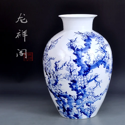 Famous Jingdezhen Ceramic hand-painted freehand plum flower vase ornaments modern garden decoration |