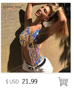 FestivalQueen bling tassel rhinestone crop Топы женские летние сексуальные золотые бриллиантовые металлические цепи вечерние Клубные танцевальные Топы на