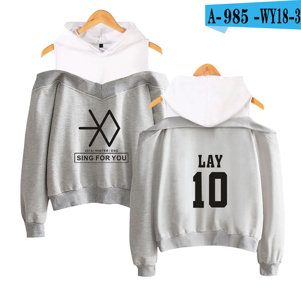 Новинка года, Kpop EXO LU HAN SE HUN KAI EXO, толстовки с капюшоном, женские модные толстовки Harajuku, повседневные сексуальные пуловеры для девочек, топы - Цвет: gray