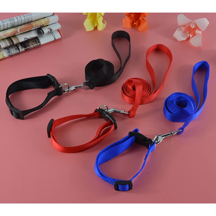 Горячая нейлоновый Одноцветный ошейник для собак Регулируемый ошейник для щенков и кошек поводок набор поводков