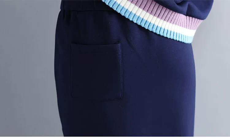 Women Autumn  Two Piece Tops and Skirts 2018 New  Fashion Casual Sweater Clothes For Female Plus Size Suits CH795 (6)