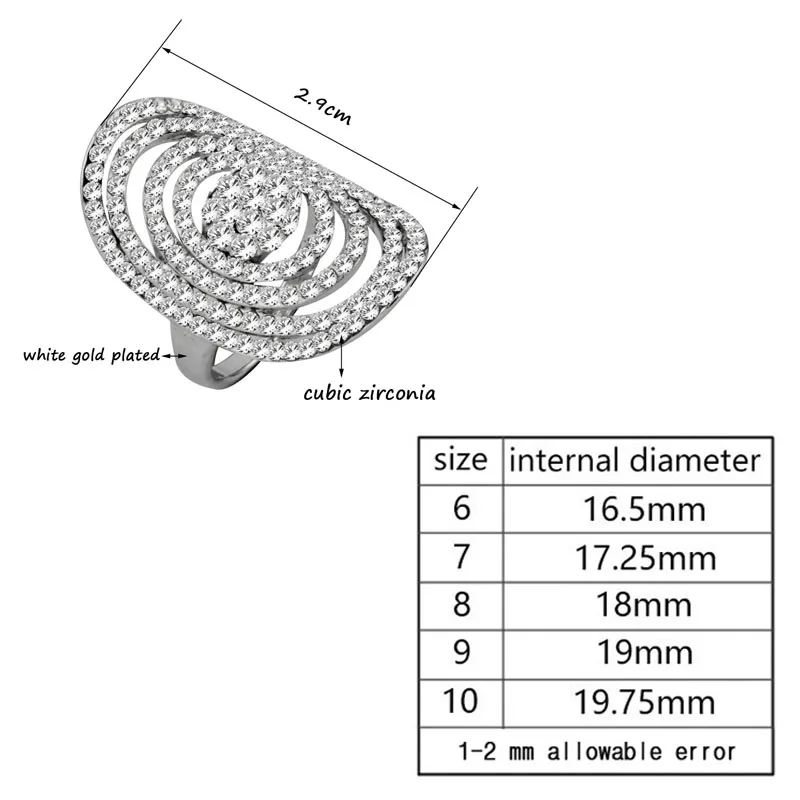 SINLEERY Роскошные мульти кубического циркония овальной формы большие кольца для женщин украшения для коктейля, вечеринки сверкающие Bague Femme JZ179 SSK