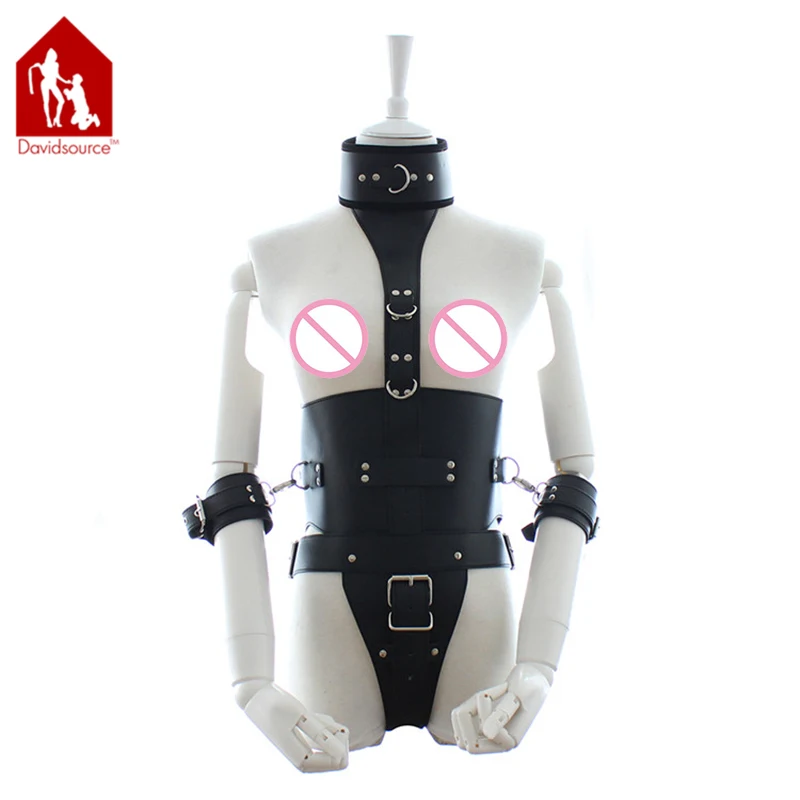 

Davidsource Belted Wasitband With Posture Collar & Arms Cuff T-Back Virginity Restraint Women Sexy Cloth