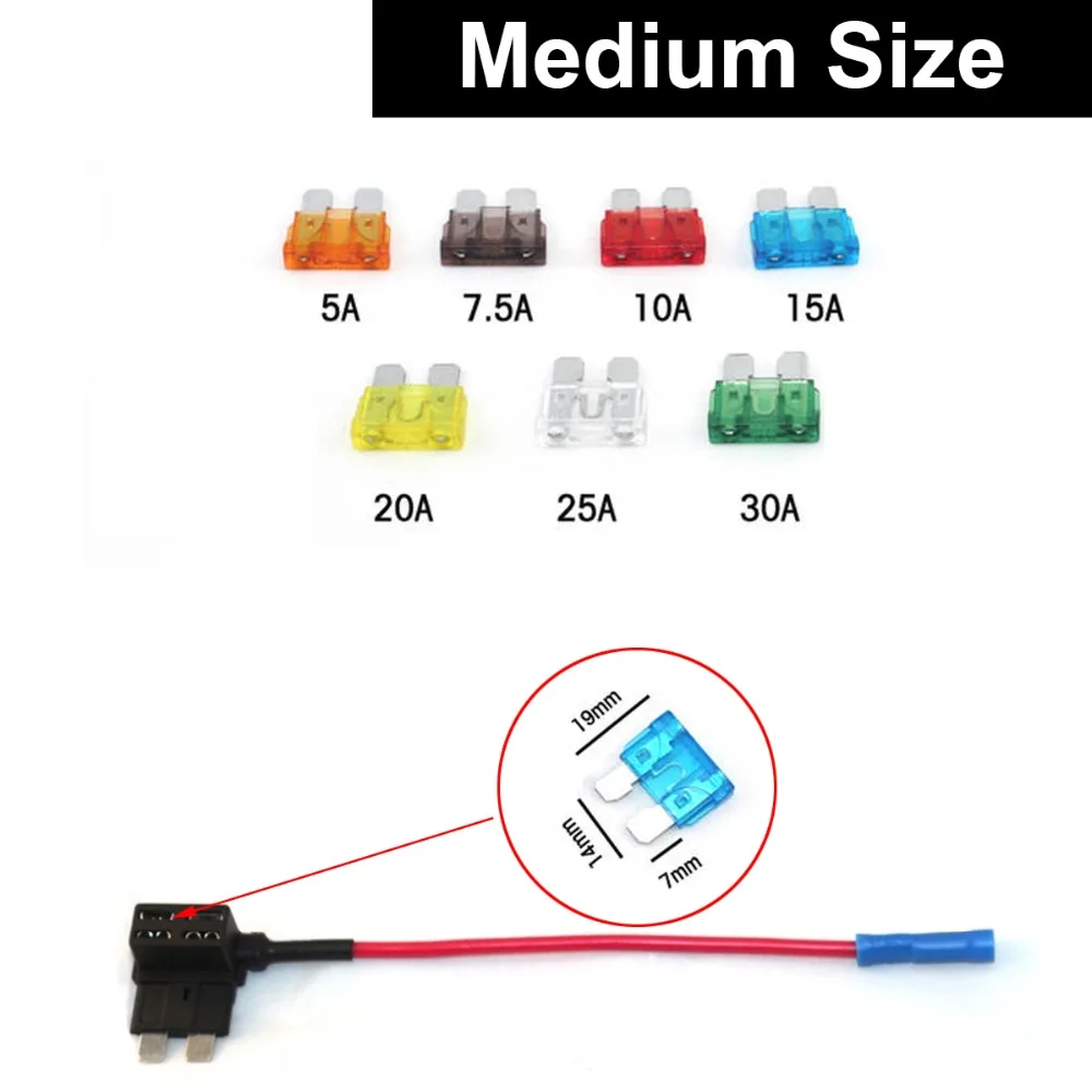 Car Motor ADD Circuit Blade Style Fuse Adapter Cable APS ATT LOW PROFILE ATM LP FUSETAP TAP with Standard Medium Size-in Cables, Adapters & Sockets from ...