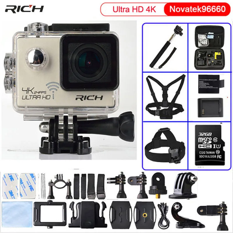 

Action camera Ultra HD 4K/24fps 3840*2160 WiFi NTK96660 1080P 60fps Diving go pro Style waterproof 30M Sport Camera