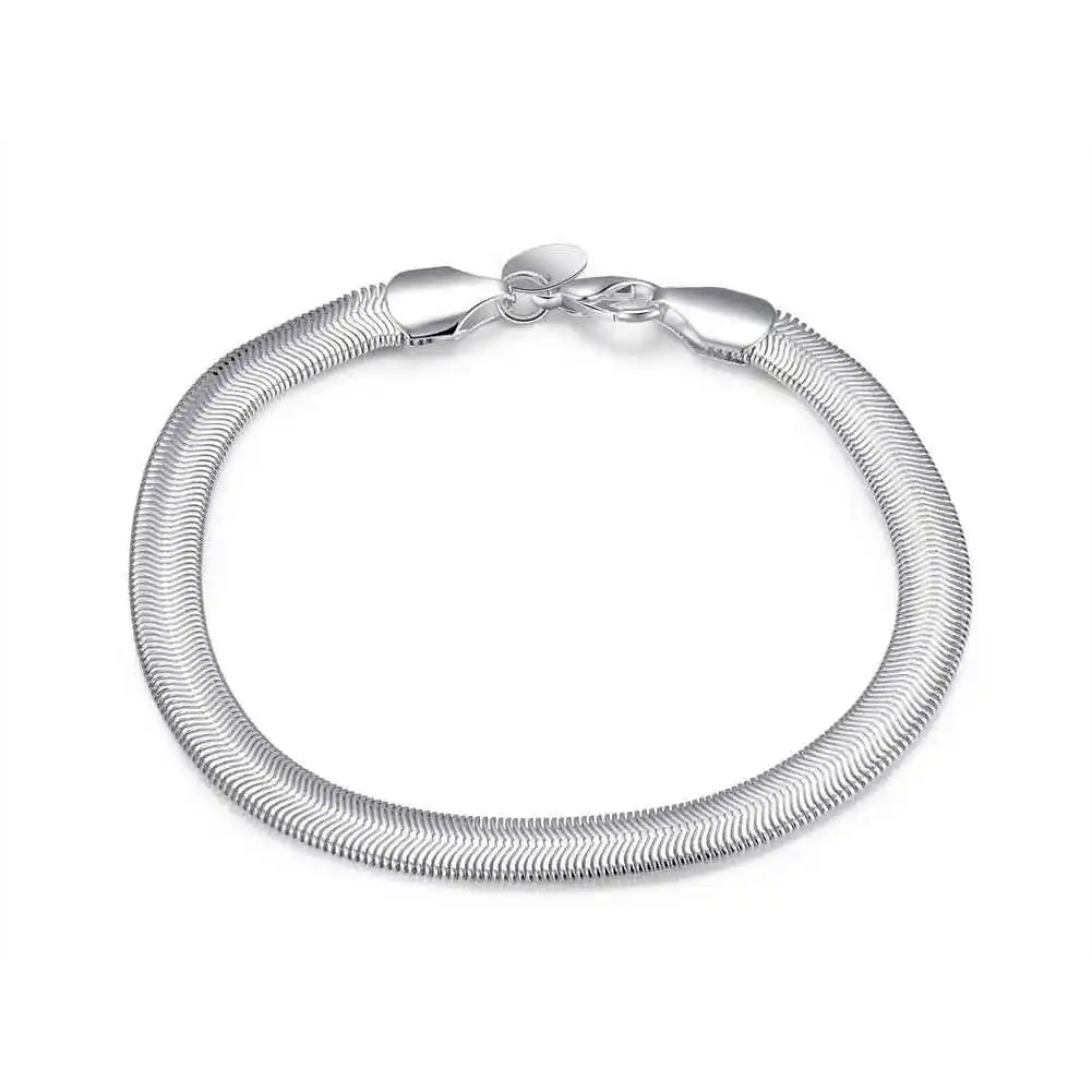 2017 New Arrivel Wholesale 925 jewelry silver plated 6mm bracelet Charm Flat Soft Snake Chain Bracelets Jewelry Bracelet SMTH164|snake chain