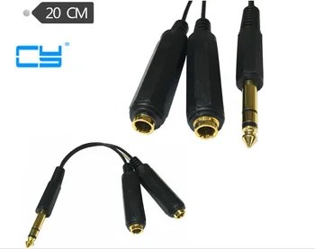

6.35mm Male Jack to 2 x 1/4" Female Plug Stereo Audio Adapter Speaker Cable Cord 0.2m