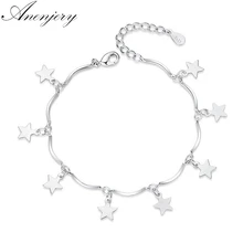 Anenjery браслеты и браслеты из стерлингового серебра 925 пробы для женщин, Стерлинговое серебро, ювелирные изделия, прекрасный браслет со звездой, pulseira S-B113