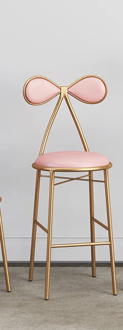 Барный стул-бабочка, туалетный столик, табурет 45 см/65 см/75 см, стул для отдыха, золотой табурет, современный обеденный стул - Цвет: 65cm pink cushion