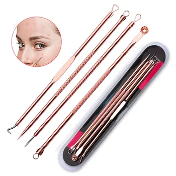 

2018 4 Pcs Gold Black Head Remover Cleaning Tool Acne Blemish Needle Pimple Spot Extractor Practical Acne Removal Needle Set