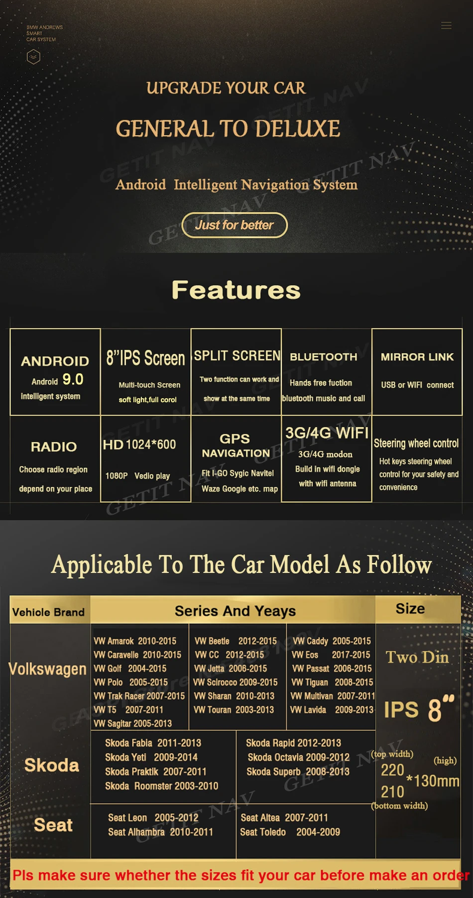 Excellent DSP IPS Car Multimedia player Android 9 GPS 2 Din Car Radio Audio Auto For VW/Volkswagen/POLO/PASSAT/Golf 8 Cores RAM 4G 64G 1