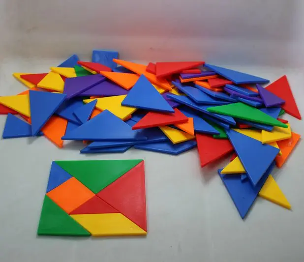 100 шт Пластиковые обучающие материалы Tangram, Обучающие игры Tangram, Развивающие Игрушки Tangram для путешествий