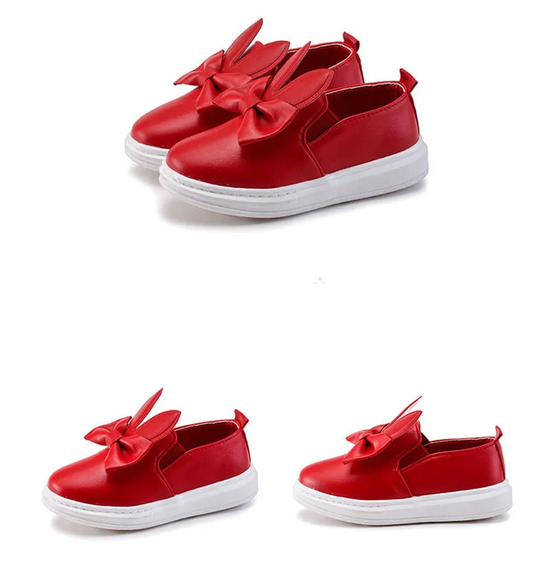 New Casual Children's Shoes Cute Rabbit Breathable Wear-resistant Kids Shoes For Girls White Red Pink Girls Flat Shoes XSKD11 (2)