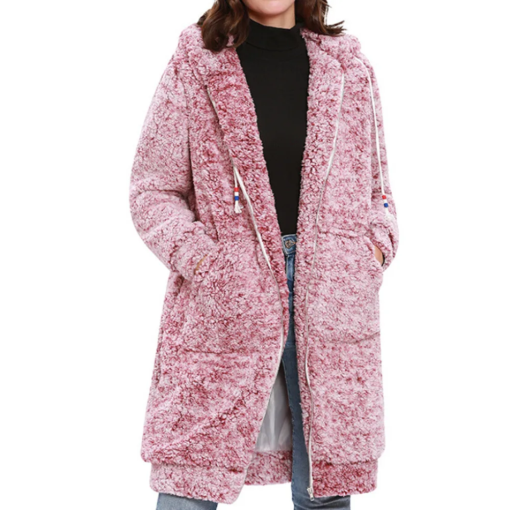 Abrigos mujer invierno Женское зимнее однотонное теплое пальто с длинными рукавами и капюшоном, украшенное бусинами элегантные женские чистые пальто Верхняя одежда