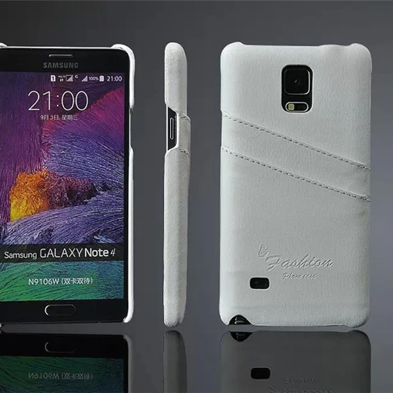 Для samsung Note4 чехол личи зернистый чехол для телефона задняя крышка с отделениями для карт дермис кожаный чехол для телефона из коровьей кожи - Цвет: white