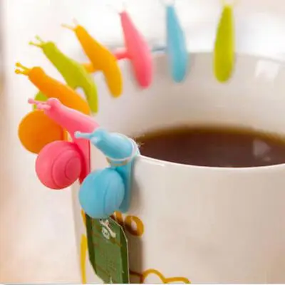 5 шт/лот милый в форме улитки силиконовый пакетик для чая чашка отличить клип конфетного цвета партии подарок на день рождения набор случайных цветов предметы домашнего обихода - Цвет: Светло-зеленый