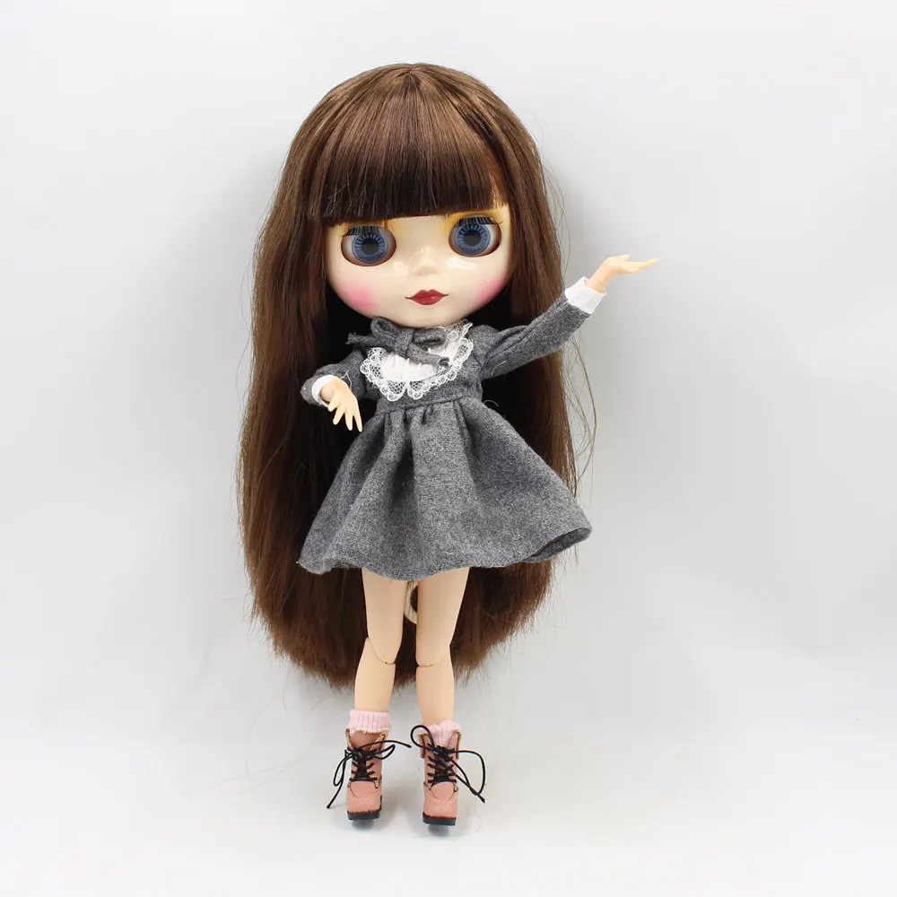 Ледяной DBS bjd куклы каштановые прямые волосы с челкой шарнирное тело из белой кожи