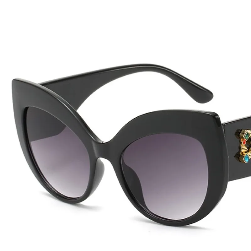 Новая мода Большой кошачий глаз солнцезащитные очки Ретро Винтажные женские роскошные брендовые дизайнерские Zircon D Солнцезащитные очки женские Cateye UV400 - Цвет линз: 5688-1