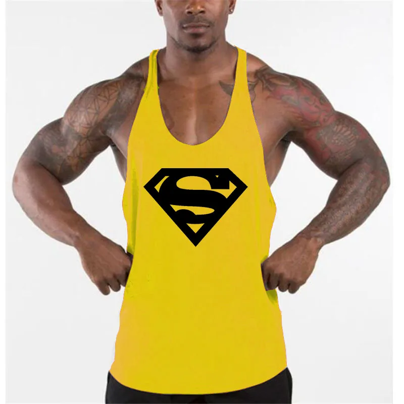 Мускулистые мужчины новая брендовая одежда для тренажерного зала фитнеса мужская майка спортивный жилет для бодибилдинга хлопок сексуальная майка для мужчин - Цвет: yellow86