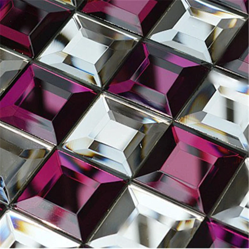 Glossy 5 edges beveled Crystal Diamond Shining Mirror Glass Mosaic