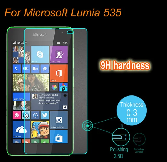 

Brand New 9H 0.26mm 2.5D Anti-Explosion Tempered Glass Screen Protector for Microsoft lumia 535, Protective film for Nokia 535