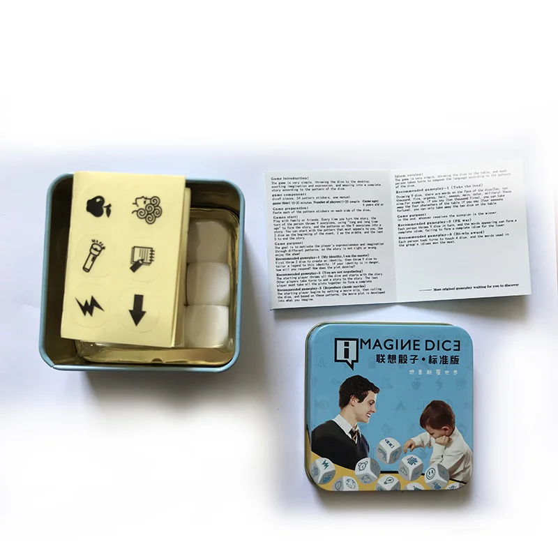 Telling Story Dice Puzzle Board Game Story Metal Boxes Family/Party/Friends Parents with Children Funny Imagine DIY Game Telling Story Dice Puzzle Board Game Story Metal Boxes Family/Party/Friends Parents with Children Funny Imagine DIY Game