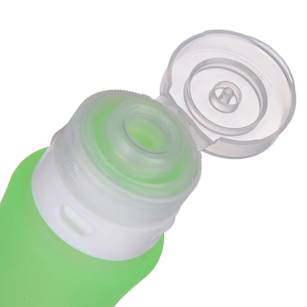 Комплект из 4 предметов: 60/89 мл Силиконовые Податливый Портативный бутылки многоразового использования 4 цвета Путешествия контейнеры для лосьон шампунь кондиционер для волос комплект
