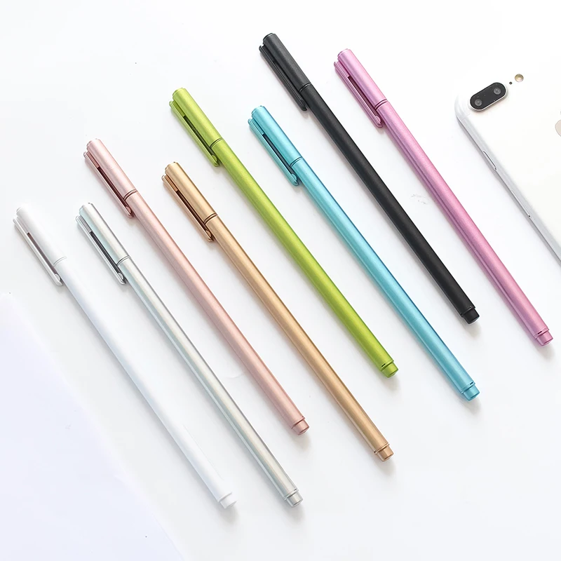 Goedkoop JIANWU 8 stks MUJI stijl 0.38 Metallic kleur eenvoudige neutrale pen modieuze business gel pen set kantoorbenodigdheden