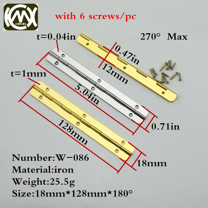 Goede 18*128mm 10 st KIMXIN Hardware verkoopt hoogwaardige houten doos scharnieren geschenkdoos accessoires Scharnier voor acryl handtas W schroef W 086
