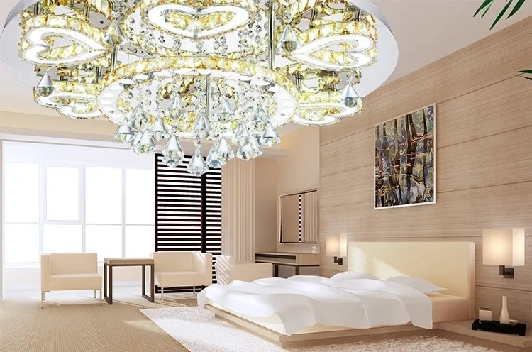 Дистанционного современный круглый СВЕТОДИОДНЫЙ кристалл потолочные светильники с минималистский атмосфера уютная гостиная кристалл