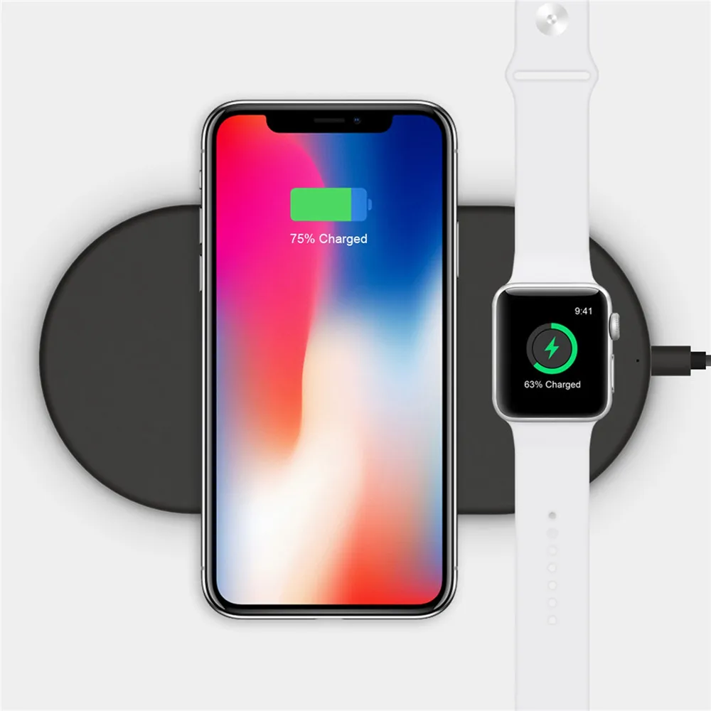 Беспроводное зарядное устройство 2 в 1 Qi для iPhone X 8 Plus зарядная док станция Samsung Galaxy