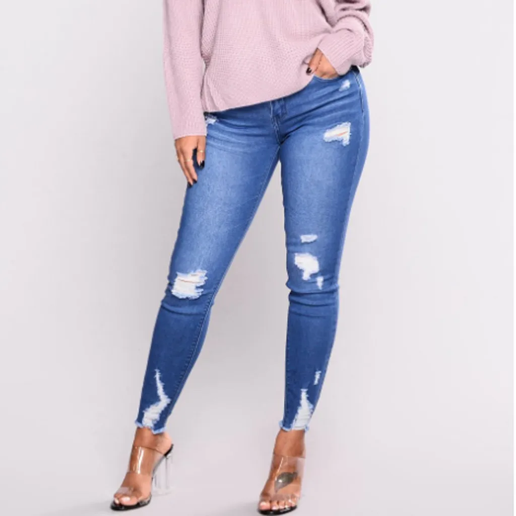 

high waist jeans shorts women With Holes denim trousers women 2019 In Elasticity And Small Feet jeggings jeans for women #G6