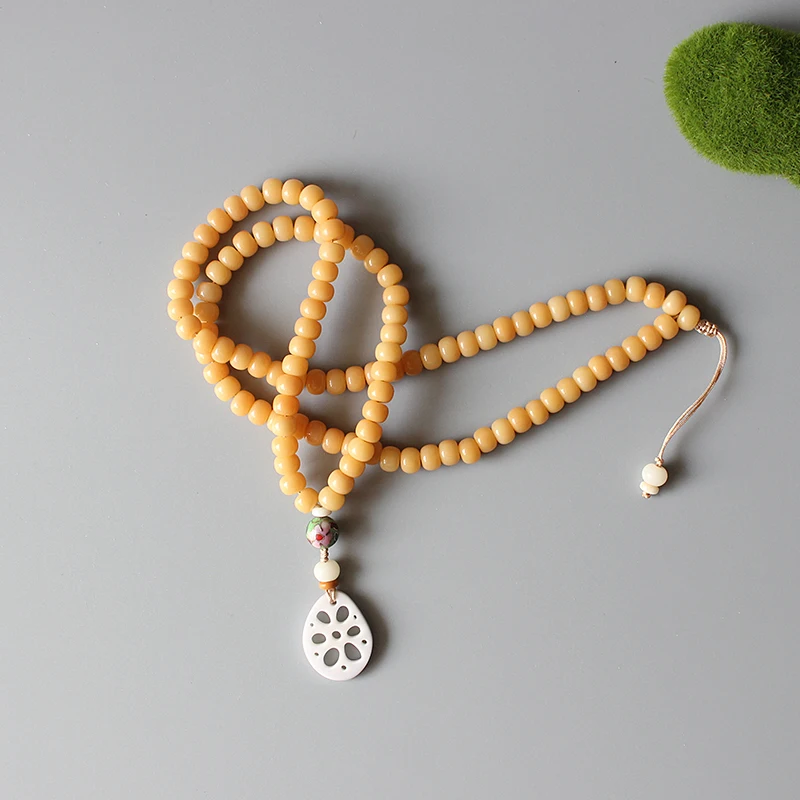 Wholesale 108Mala Bodhi Seed Beaded Necklace With Tagua Nut Crafts