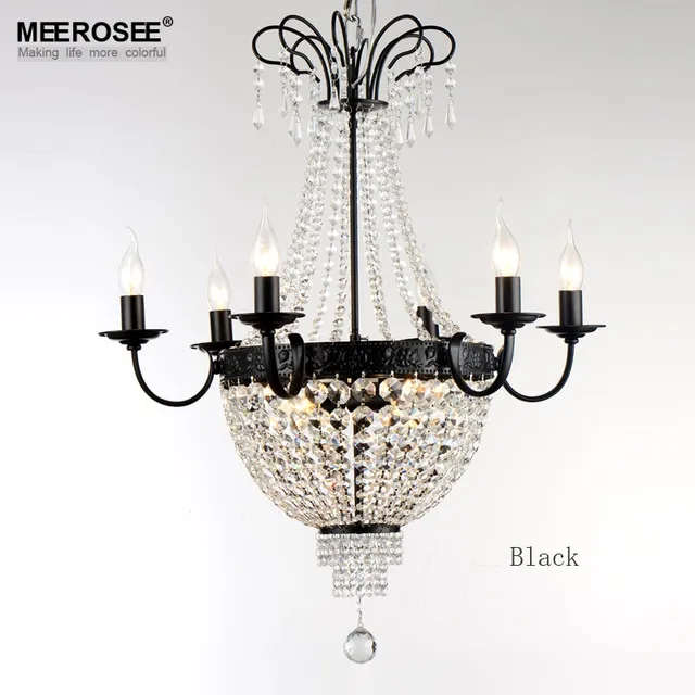French Empire Crystal Chandelier Light Fixture Vintage French Empire Crystal Chandelier Light Fixture Vintage Lighting Wrought Iron White Chrome Black Color