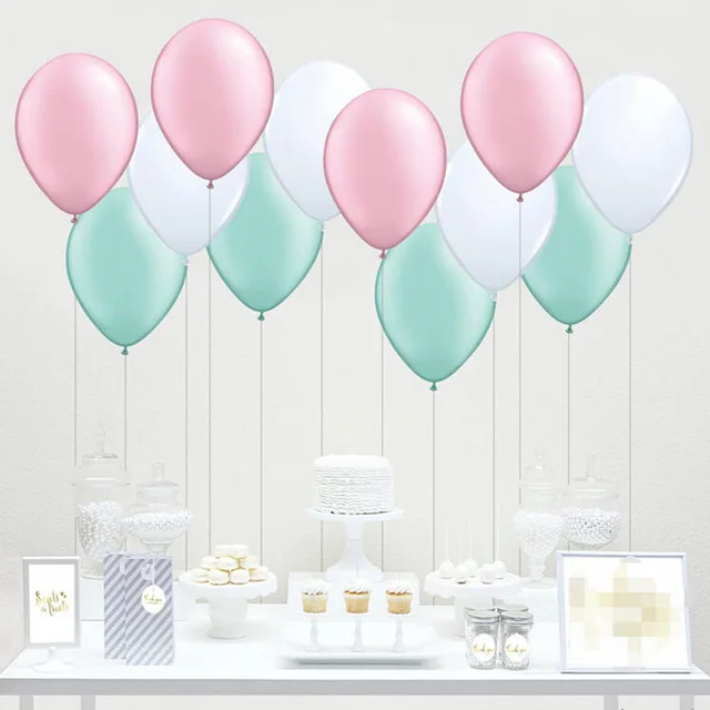 12pcs Lot 10inch Mix Pink White Mint Green Latex Balloon Princess