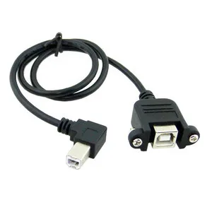 

10pcs/lot CY Chenyang Right Angled USB B Male to Female Extension Cable w Screw for Panel Mount 1.0m