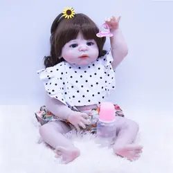 22 дюймов девочка кукла все виниловые тела силиконовая Ванна игрушка Реалистичная 0-3 м новорожденные младенцы кукла для детей
