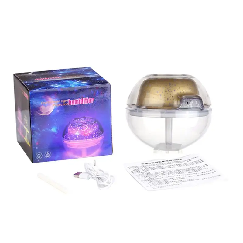 500ML Mini Magic Crystal Star Projection Air Humidifier Oil Diffuser Purifie Room Nebulizer LED Lamp Small Air Conditioning Home - Цвет: Gold