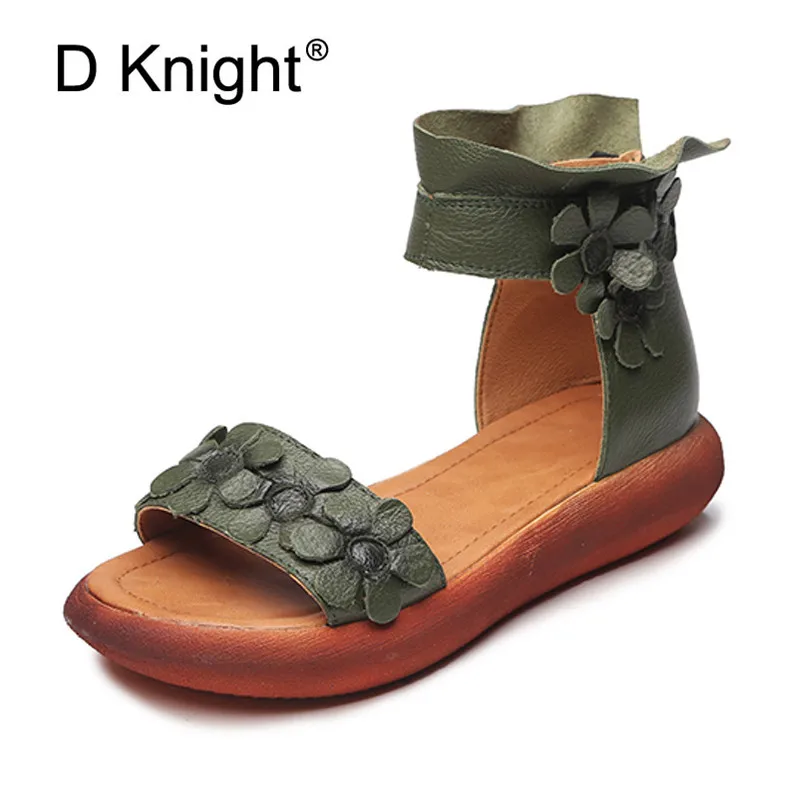 Plus Size Summer Women Sandals Vintage Flower Casual Wedges Heel Platform Shoes Roman Ankle Strap Cow Leather Sandal Women Shoes (10)