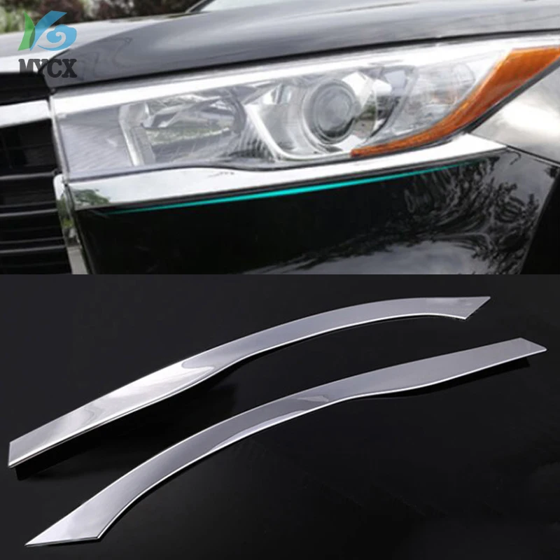 

ACCESSORIES FIT FOR TOYOTA HIGHLANDER 2014 2015 KLUGER CHROME HEADLIGHT EYELID TRIM COVER MOLDING EYEBROW GARNISH