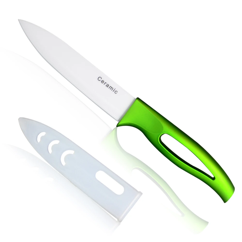 

K brand high quality 5 inch slicing knife ceramic knives kitchen knives ABS+TPR green hanlde white blade cooking tools hot sales